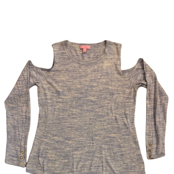 Lilly Pulitzer • Lyon Lapis Cold-Shoulder Sweater - XL - Picture 4 of 12